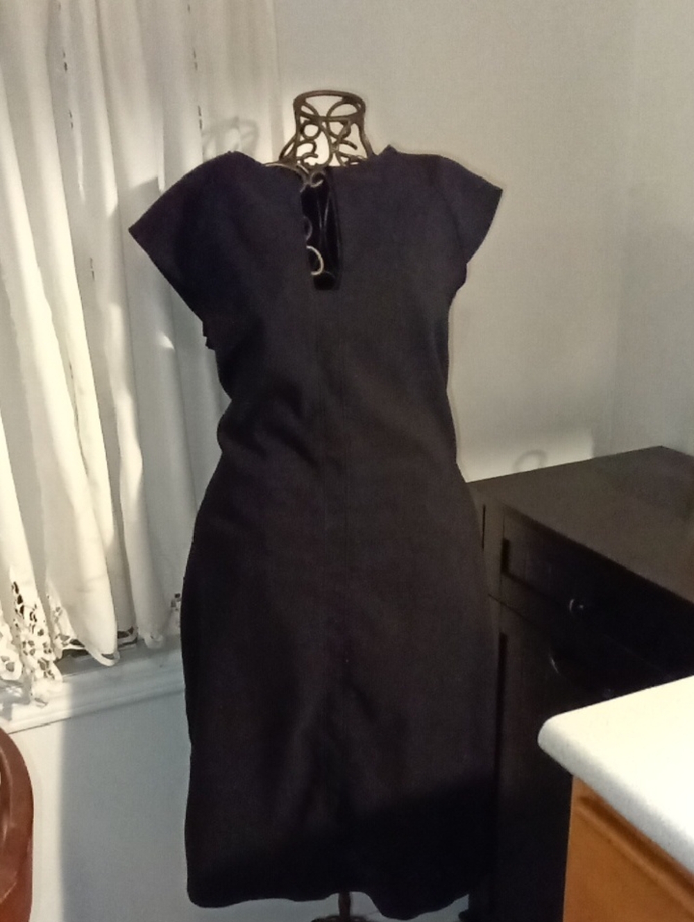 Bar III Black Cap-Sleeve Midi Dress